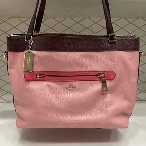 Pink leather coach purse
